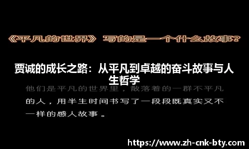 贾诚的成长之路：从平凡到卓越的奋斗故事与人生哲学